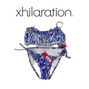 NWT Xhilaration Blue & White String Bikini SZ M